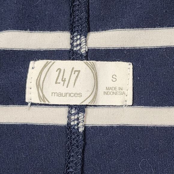 🌻3 for $18 Blue Striped Boat Neck Tie Front Top - Picture 3 of 3